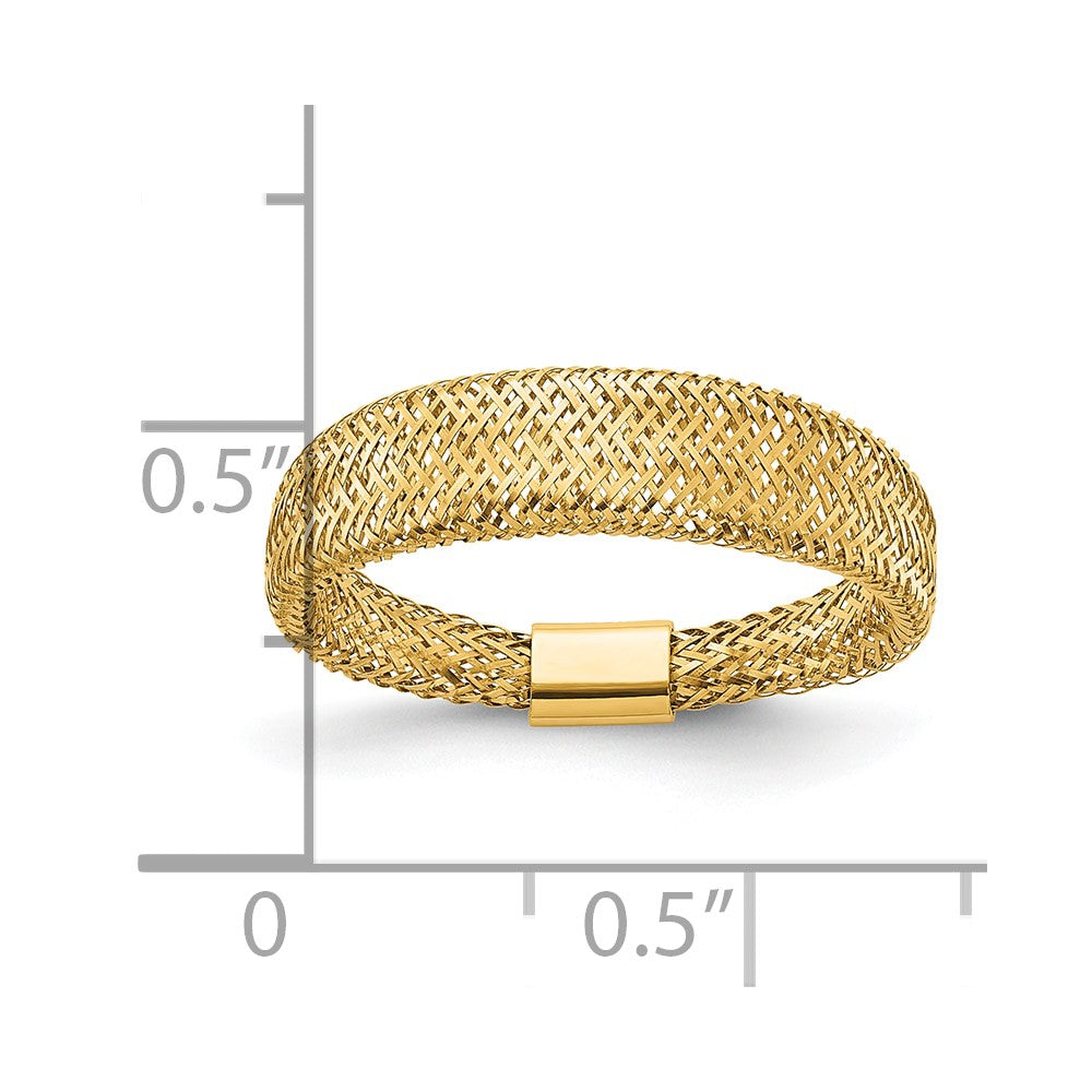 14K Yellow Gold Mesh Tapered Stretch Ring
