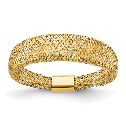 14K Yellow Gold Mesh Tapered Stretch Ring
