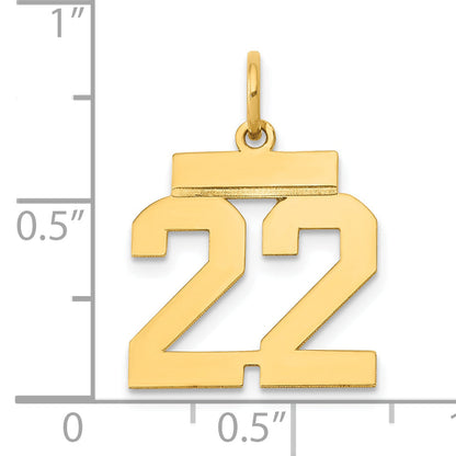10K Yellow Gold Small Polished Number 22 Charm