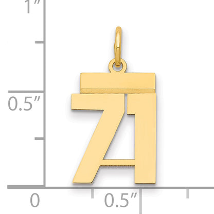 14K Yellow Gold Small Polished Number 71 Charm