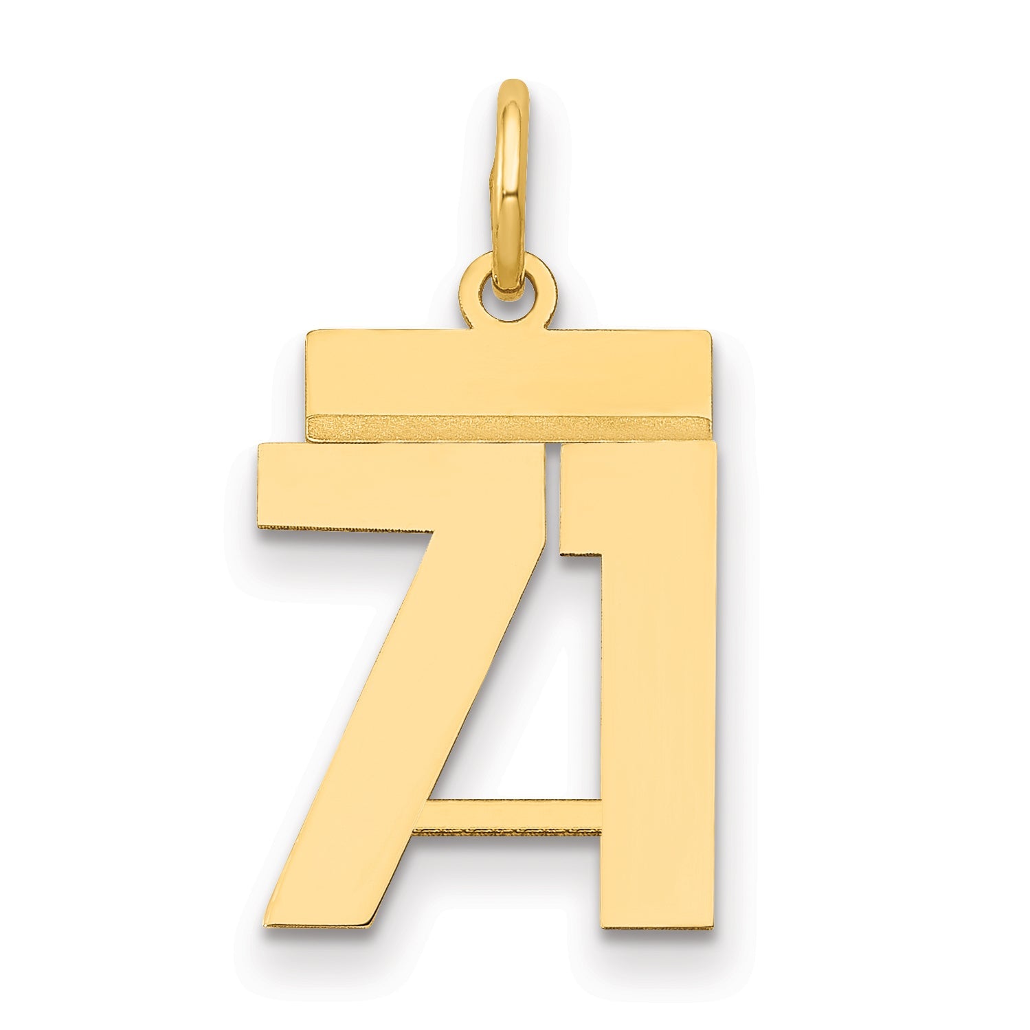 14K Yellow Gold Small Polished Number 71 Charm