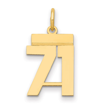 14K Yellow Gold Small Polished Number 71 Charm