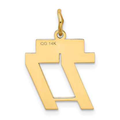 14K Yellow Gold Small Polished Number 77 Charm