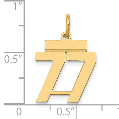 14K Yellow Gold Small Polished Number 77 Charm