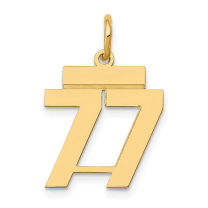 14K Yellow Gold Small Polished Number 77 Charm