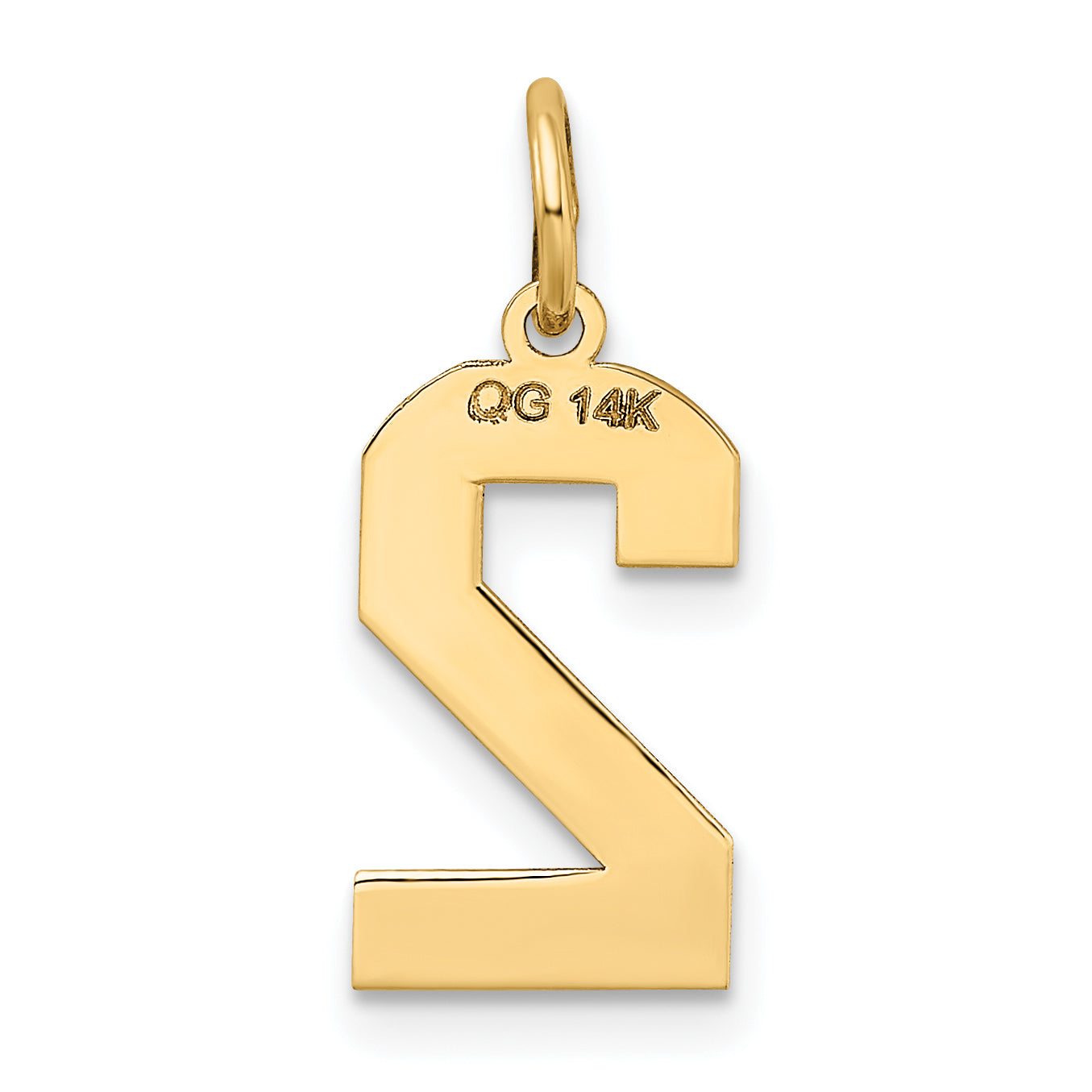 14k Yellow Gold 14k Medium Satin Number 2 Charm
