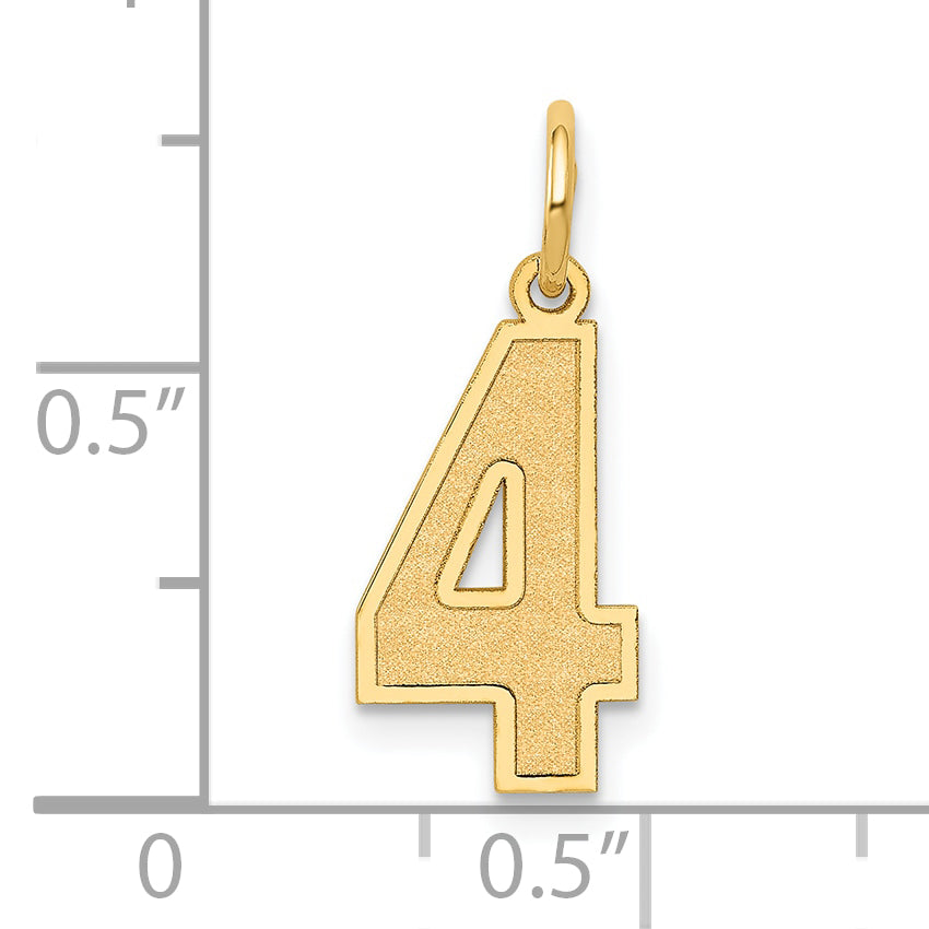 14k Yellow Gold 14k Medium Satin Number 4 Charm