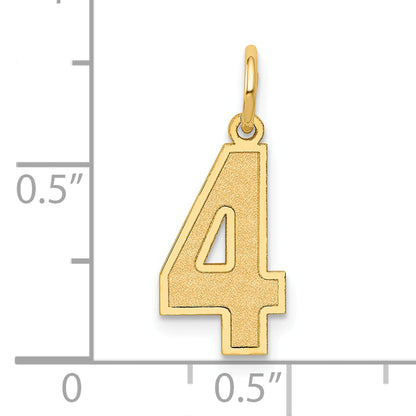 14k Yellow Gold 14k Medium Satin Number 4 Charm