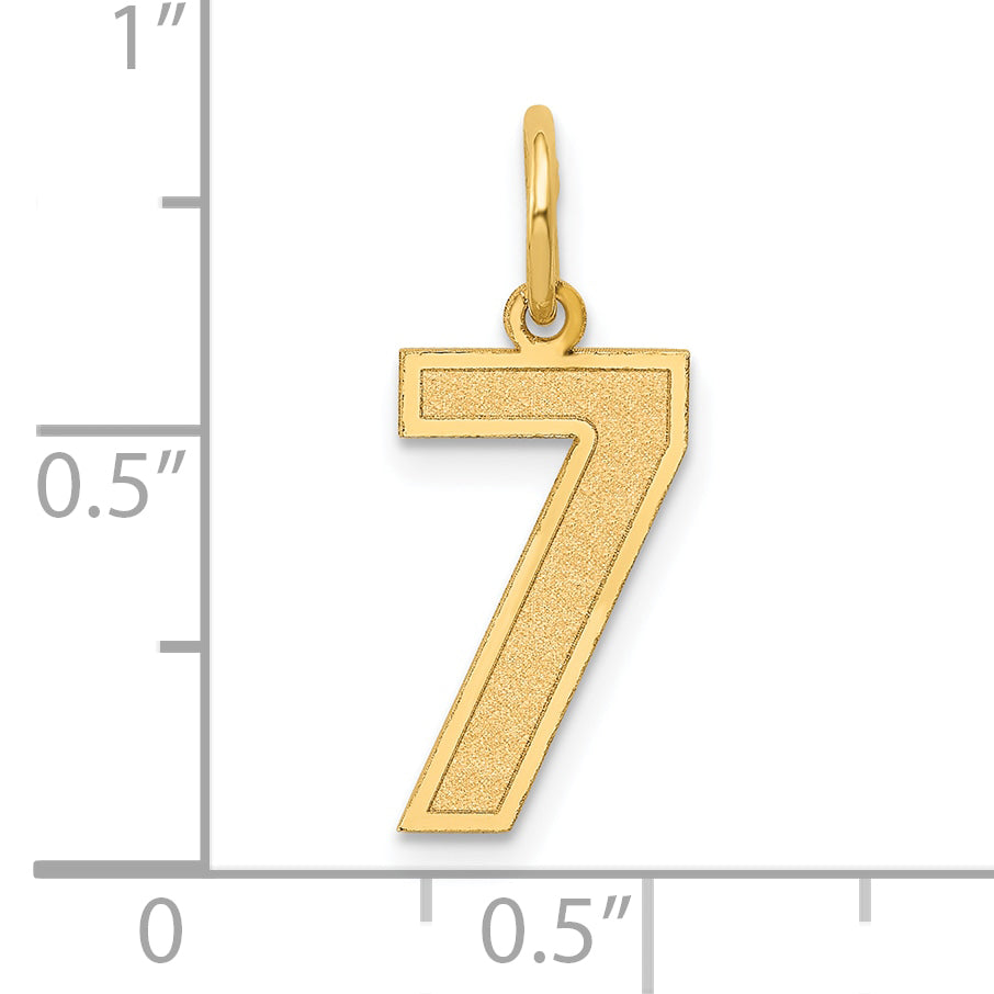 14k Yellow Gold 14k Medium Satin Number 7 Charm