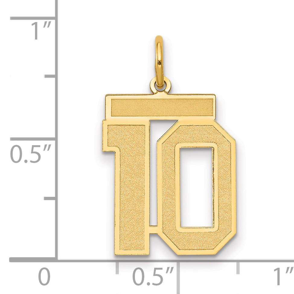 14k Yellow Gold 14k Medium Satin Number 10 Charm