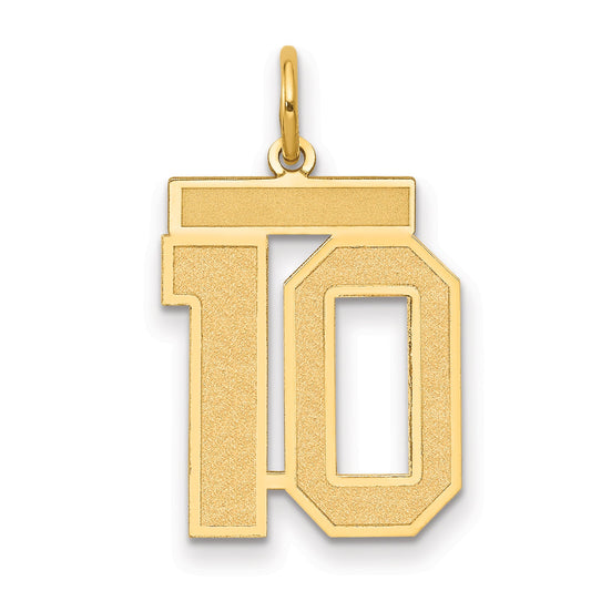 14k Yellow Gold 14k Medium Satin Number 10 Charm