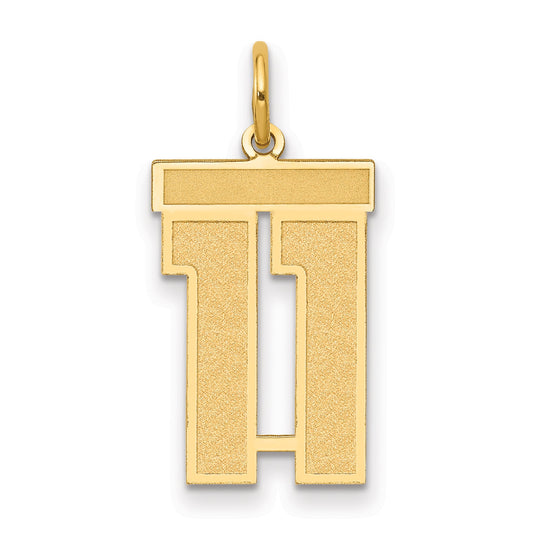 14k Yellow Gold 14k Medium Satin Number 11 Charm
