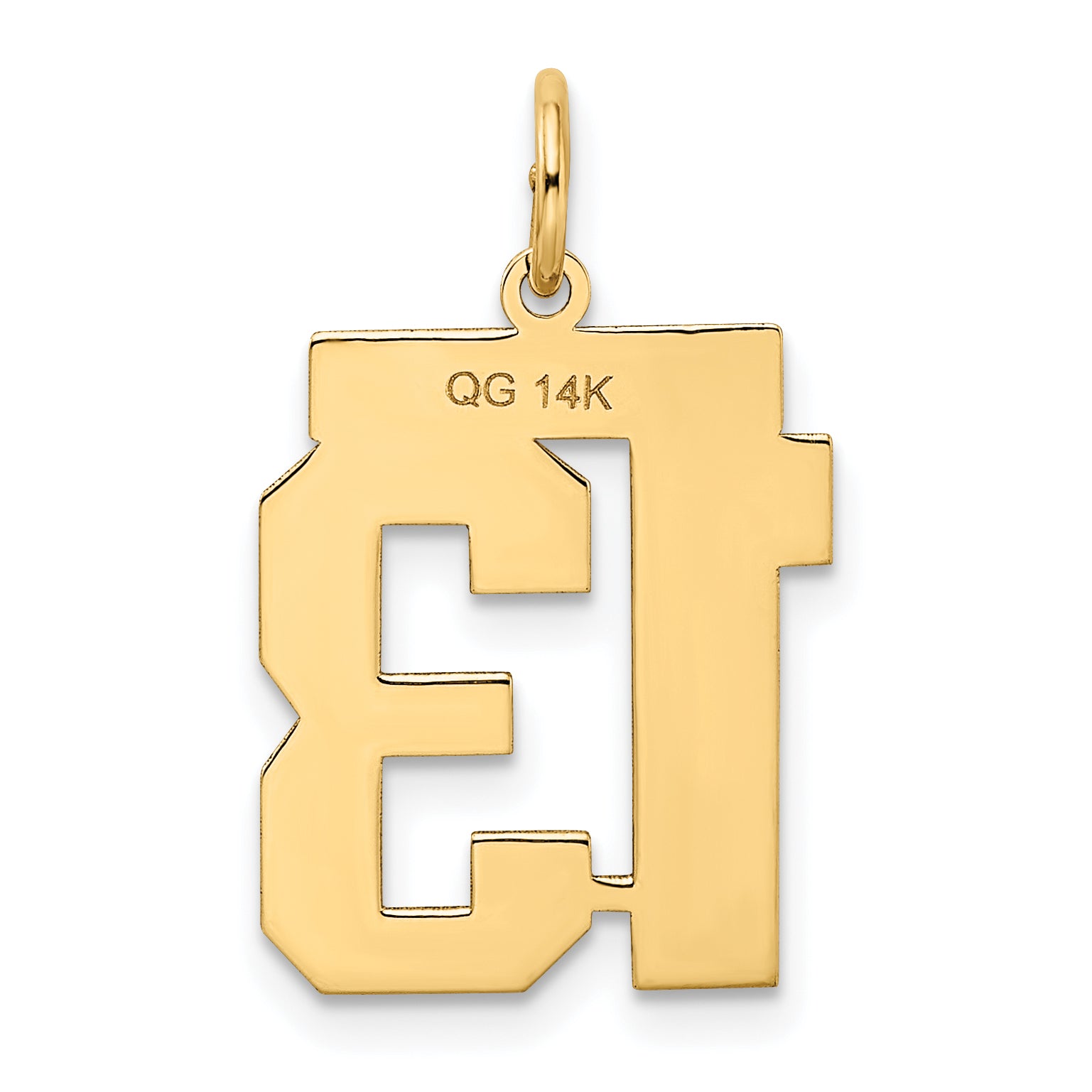10K Yellow Gold Medium Satin Number 13 Charm