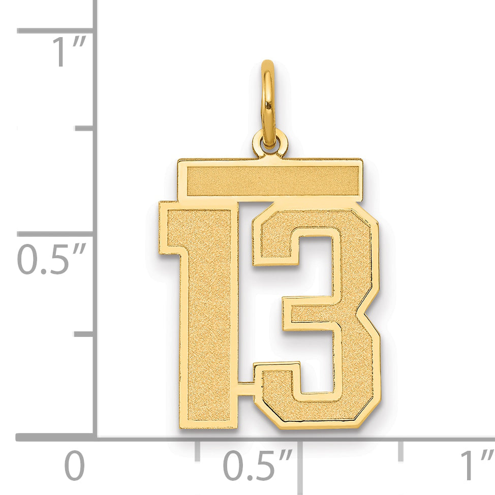 14k Yellow Gold 14k Medium Satin Number 13 Charm