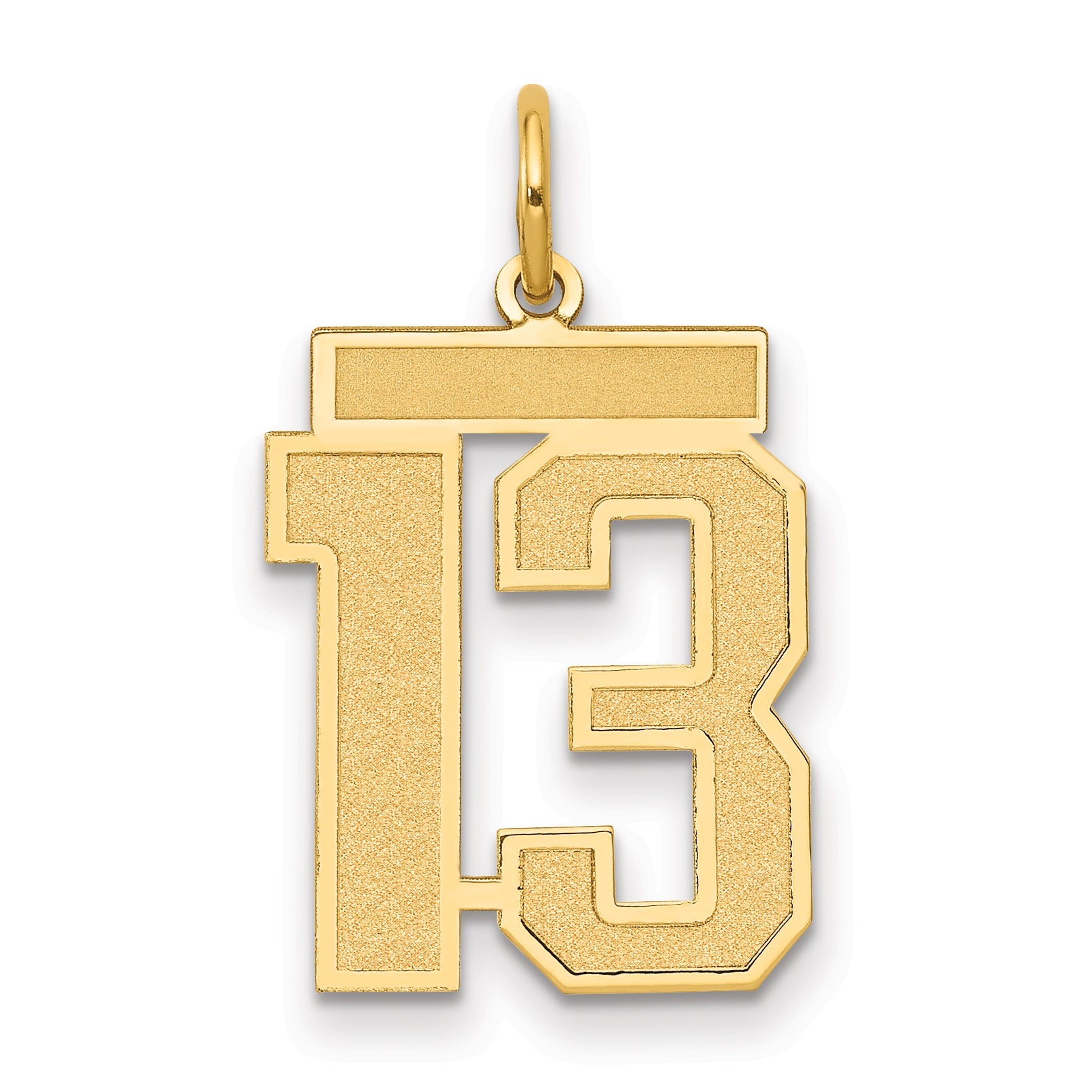 14k Yellow Gold 14k Medium Satin Number 13 Charm