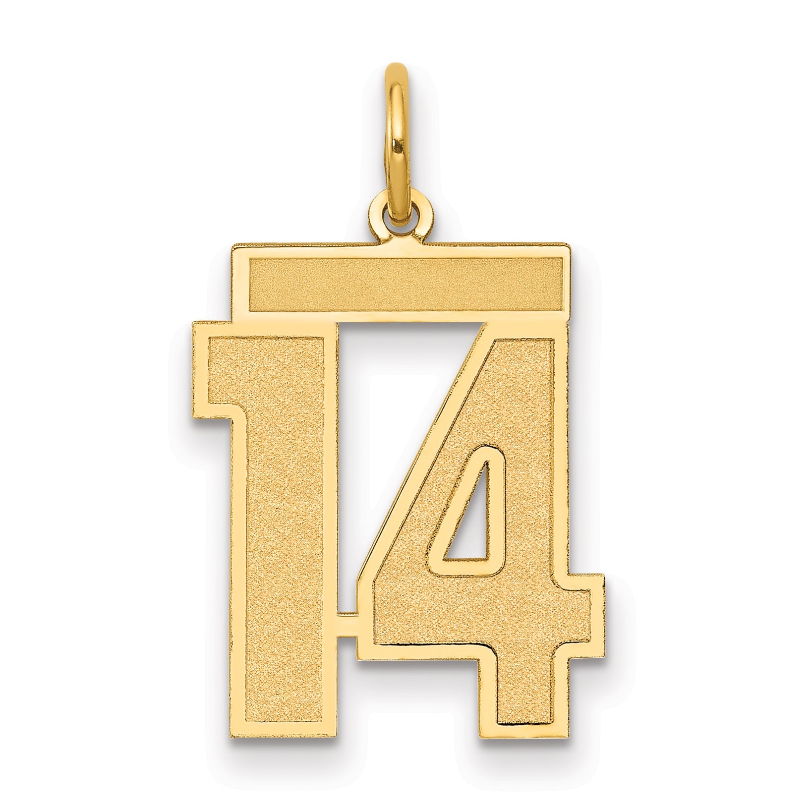 14K Yellow Gold Medium Satin Number 14 Charm