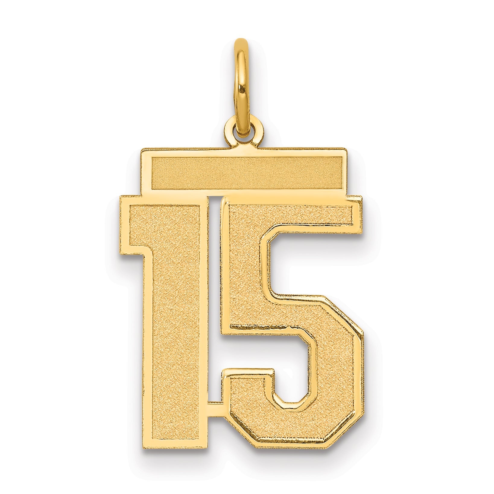 14k Yellow Gold 14k Medium Satin Number 15 Charm