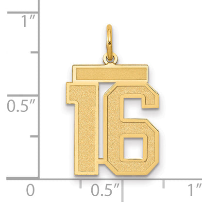 14k Yellow Gold 14k Medium Satin Number 16 Charm