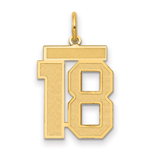14k Yellow Gold 14k Medium Satin Number 18 Charm