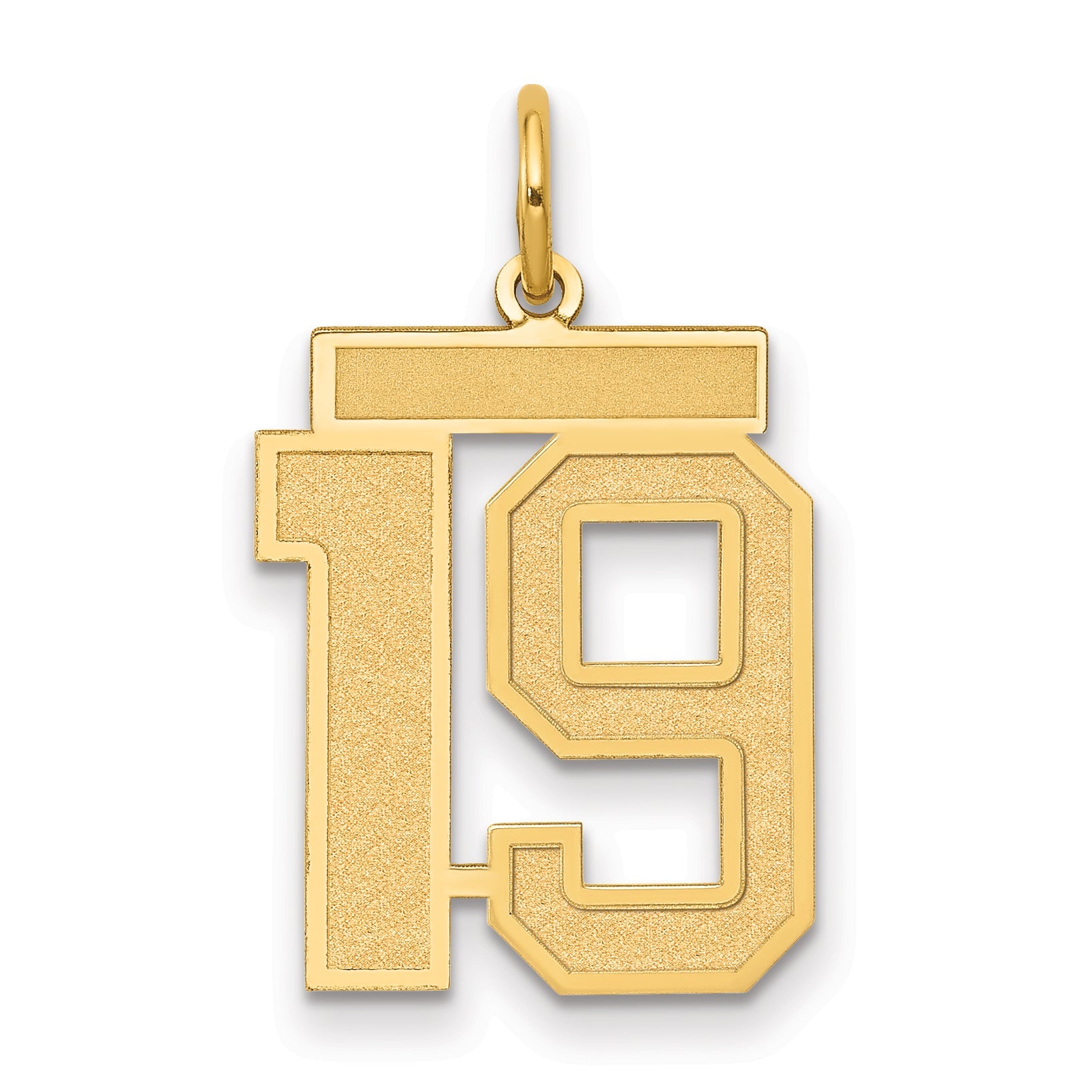 10K Yellow Gold Medium Satin Number 19 Charm