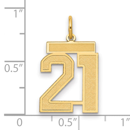 14k Yellow Gold 14k Medium Satin Number 21 Charm