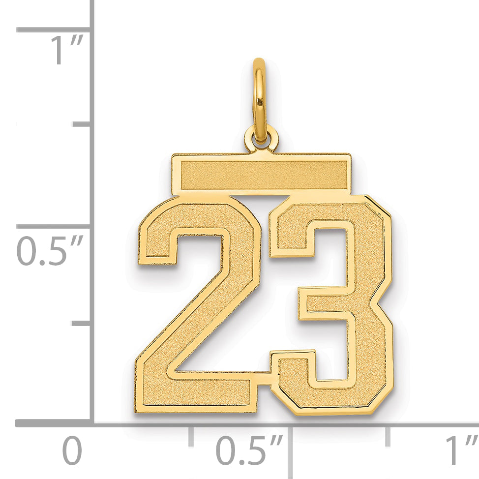 10K Yellow Gold Medium Satin Number 23 Charm