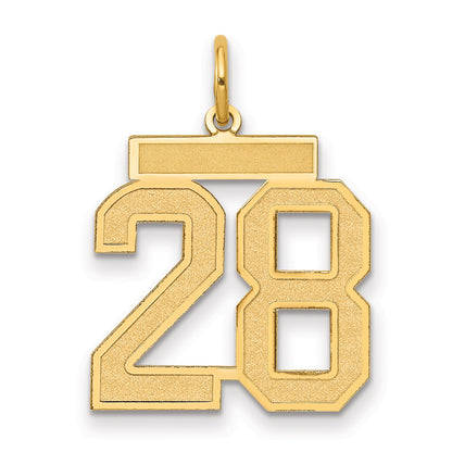 14K Yellow Gold Medium Satin Number 28 Charm