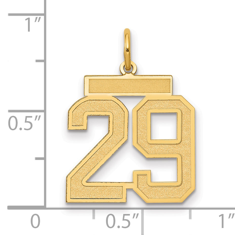 14K Yellow Gold Medium Satin Number 29 Charm