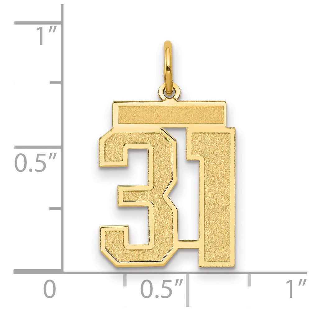 14K Yellow Gold Medium Satin Number 31 Charm
