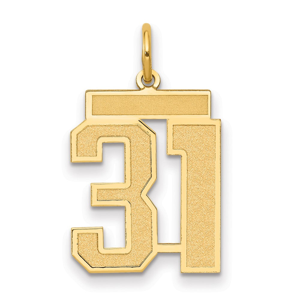 14K Yellow Gold Medium Satin Number 31 Charm