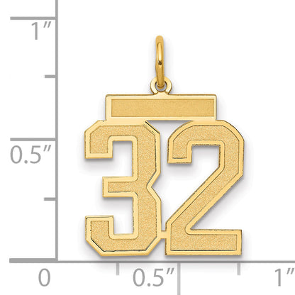 14k Yellow Gold 14k Medium Satin Number 32 Charm