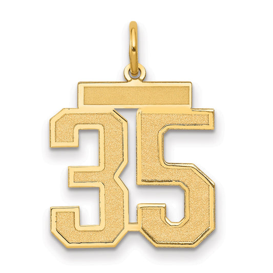 10K Yellow Gold Medium Satin Number 35 Charm