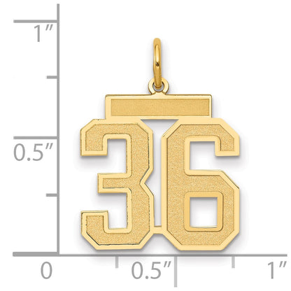 14K Yellow Gold Medium Satin Number 36 Charm