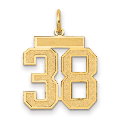 14K Yellow Gold Medium Satin Number 38 Charm