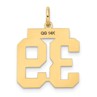 14K Yellow Gold Medium Satin Number 39 Charm