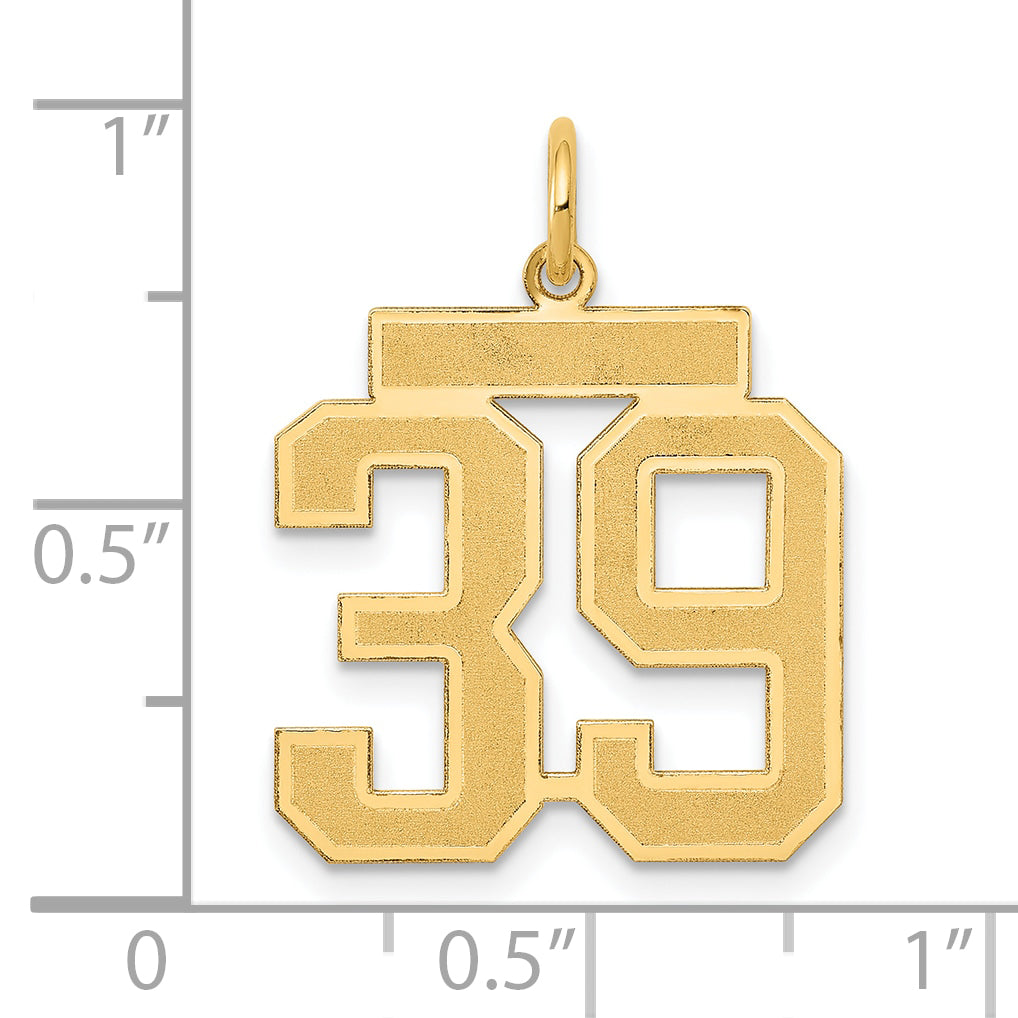 14K Yellow Gold Medium Satin Number 39 Charm