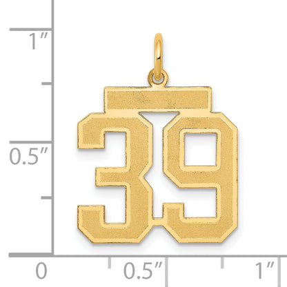 14K Yellow Gold Medium Satin Number 39 Charm