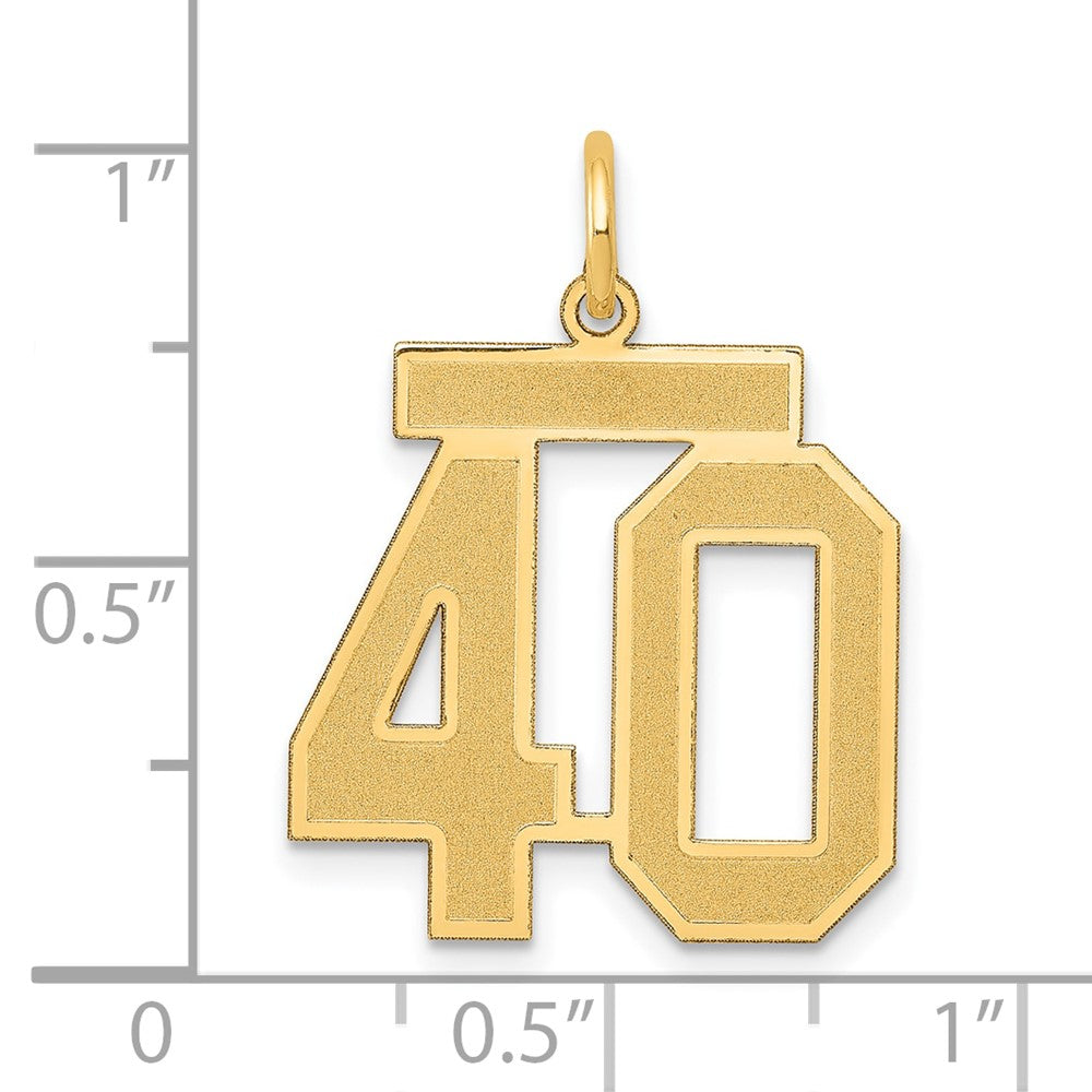 14K Yellow Gold Medium Satin Number 40 Charm