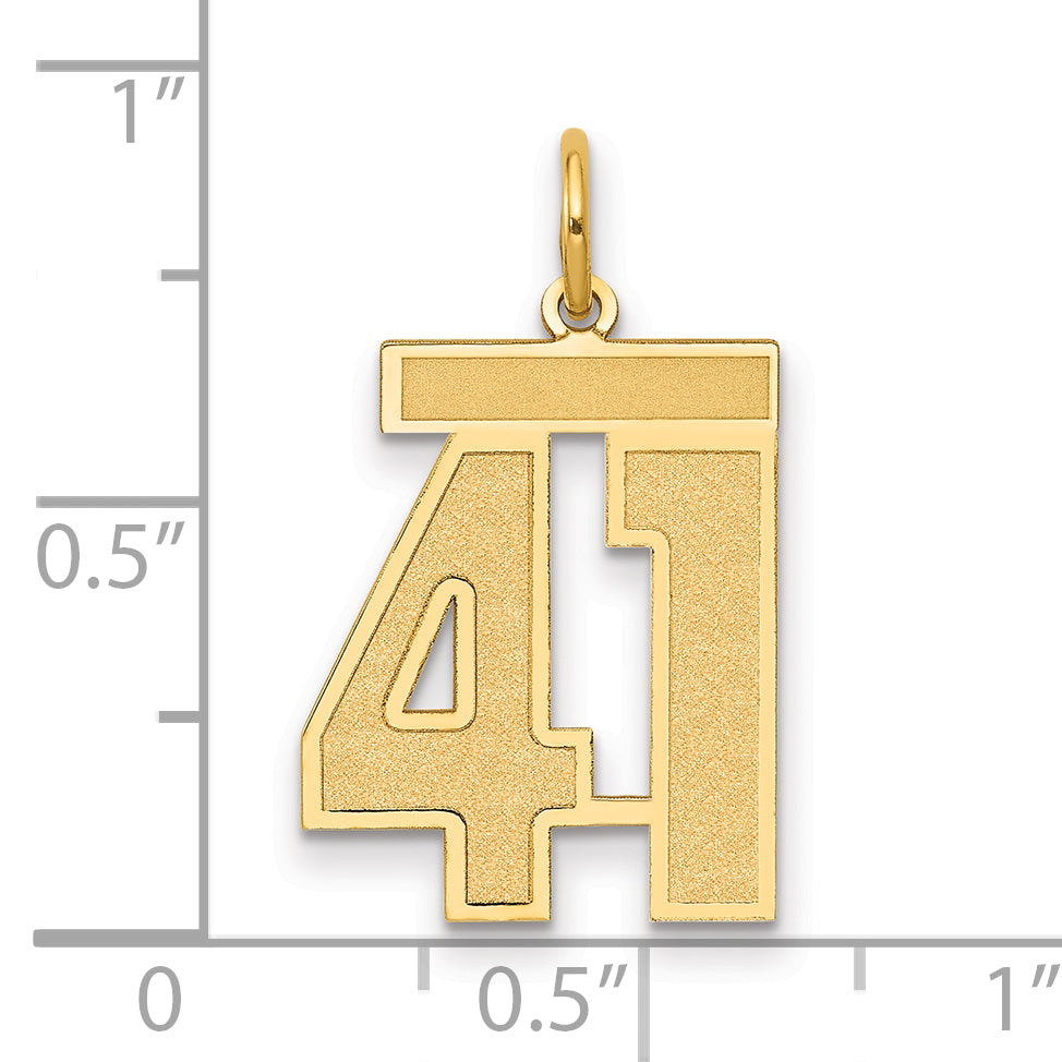 14K Yellow Gold Medium Satin Number 41 Charm