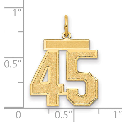 14K Yellow Gold Medium Satin Number 45 Charm