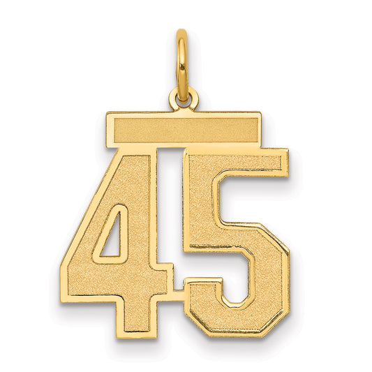 14K Yellow Gold Medium Satin Number 45 Charm