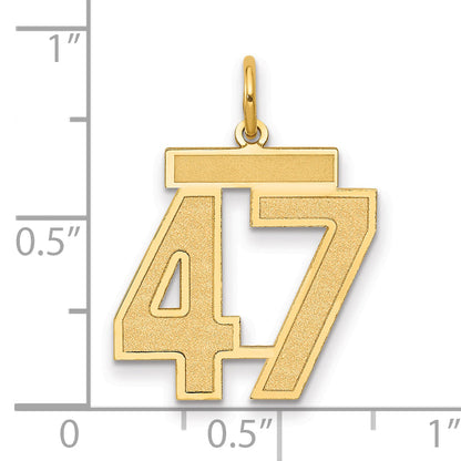 14K Yellow Gold Medium Satin Number 47 Charm