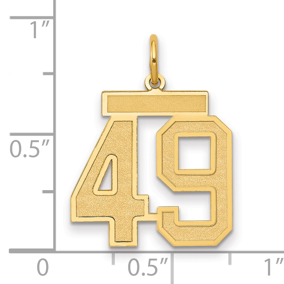 14K Yellow Gold Medium Satin Number 49 Charm