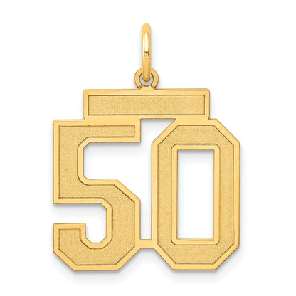 14K Yellow Gold Medium Satin Number 50 Charm