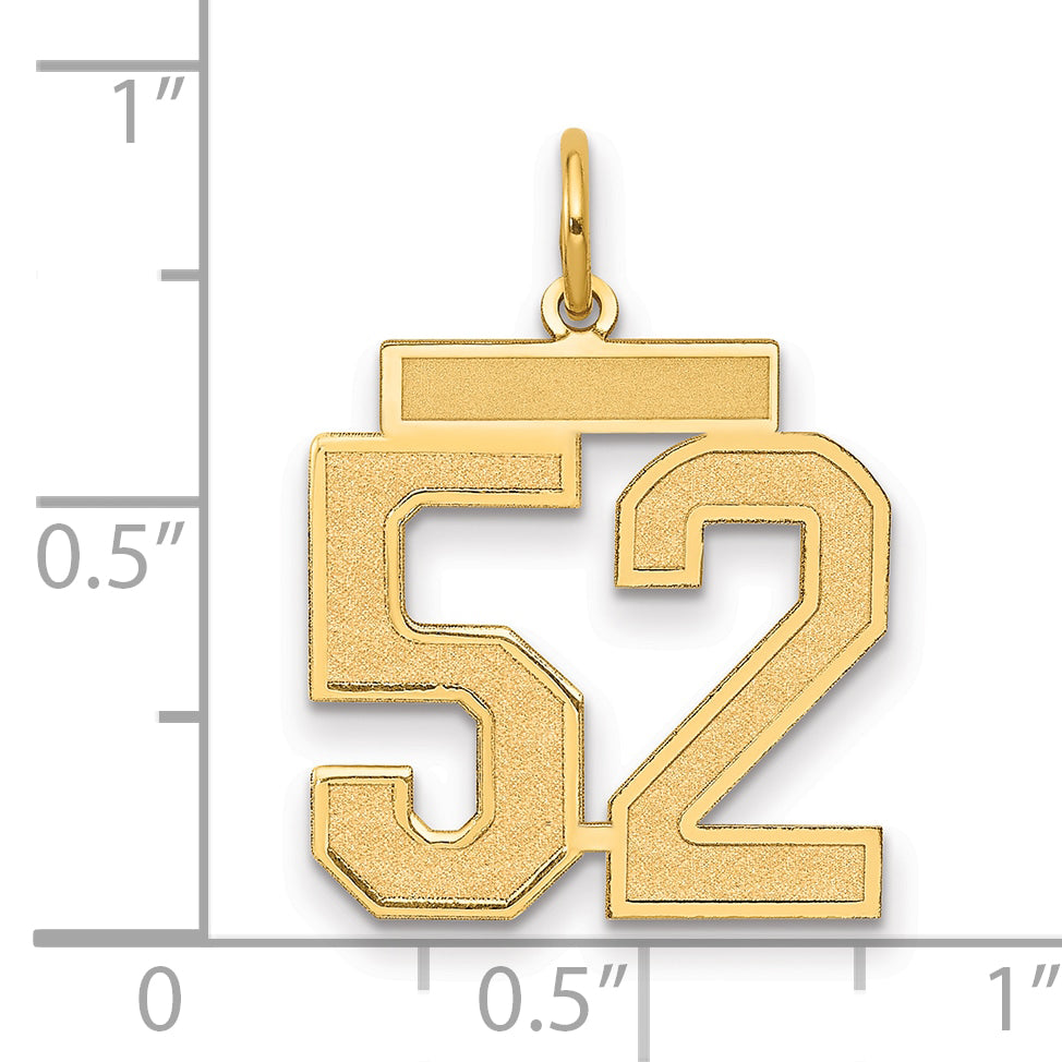 14K Yellow Gold Medium Satin Number 52 Charm