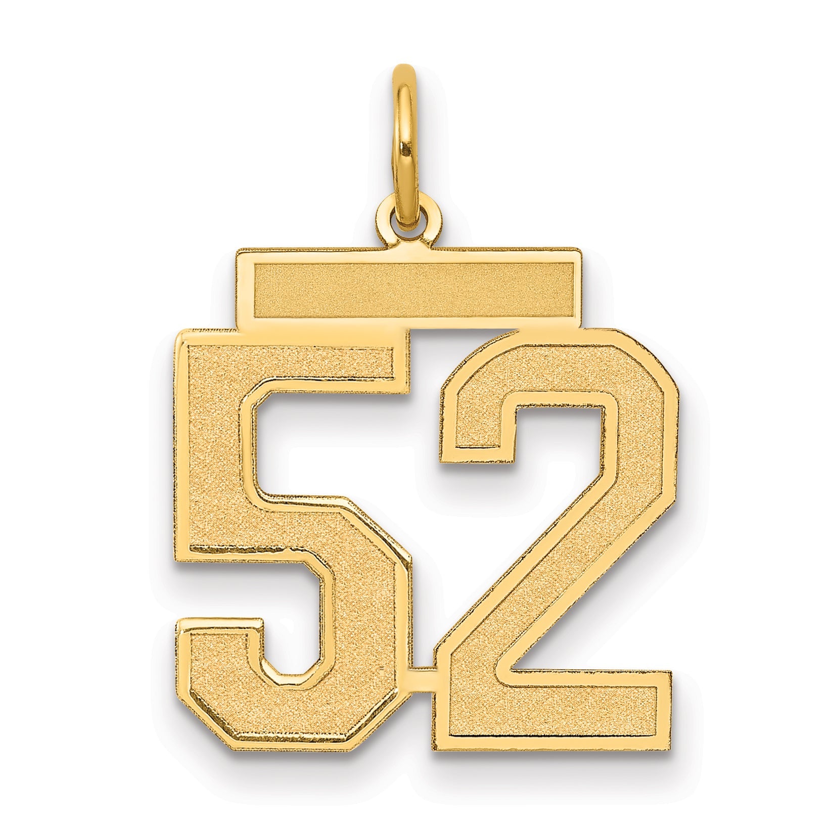 14K Yellow Gold Medium Satin Number 52 Charm