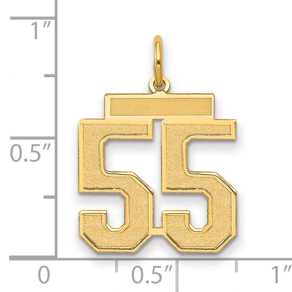 14K Yellow Gold Medium Satin Number 55 Charm