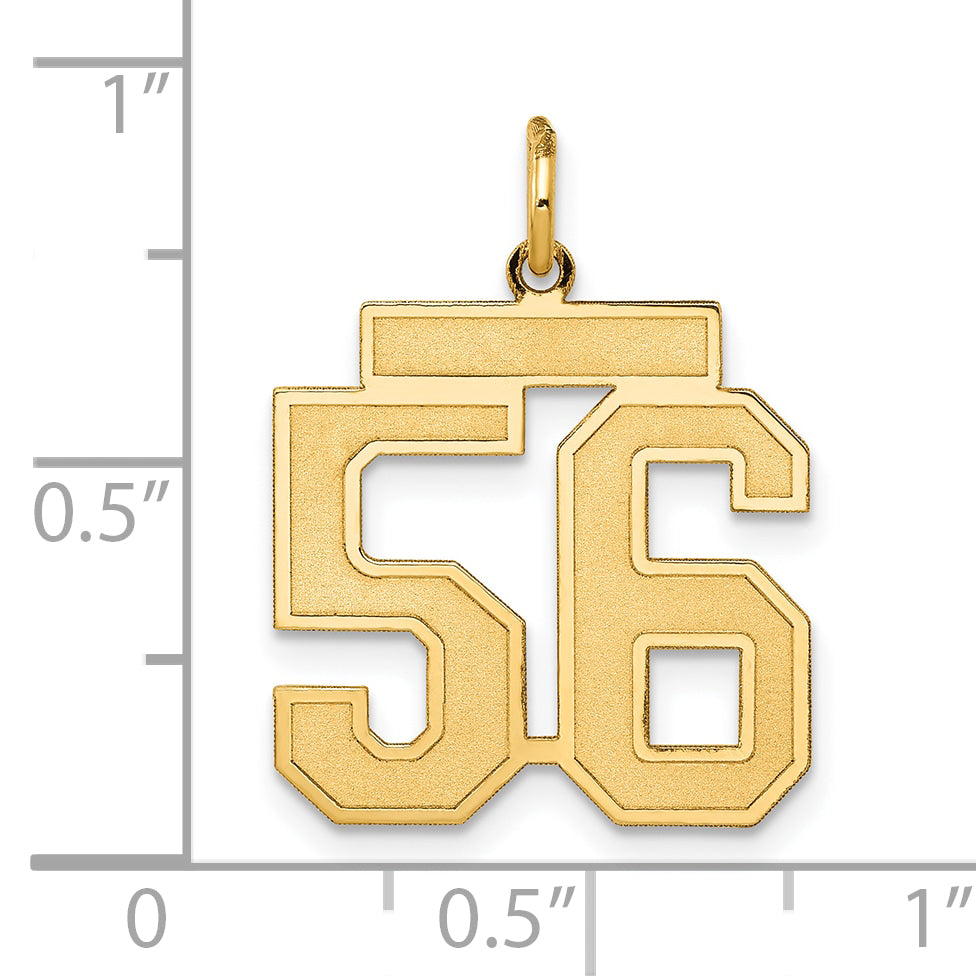 14K Yellow Gold Medium Satin Number 56 Charm