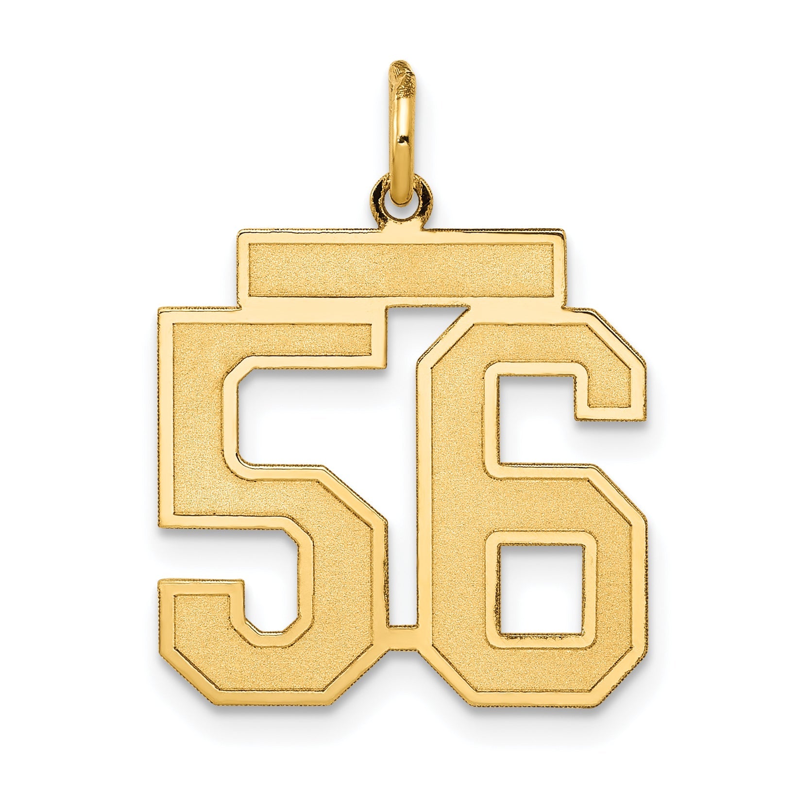 14K Yellow Gold Medium Satin Number 56 Charm