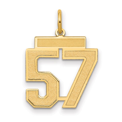 14K Yellow Gold Medium Satin Number 57 Charm